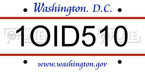 1OID510 District Of Columbia License Plate