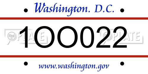 1OO022 District Of Columbia License Plate