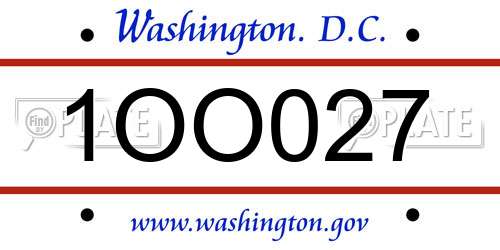 1OO027 District Of Columbia License Plate