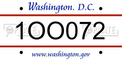 1OO072 District Of Columbia License Plate