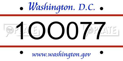 1OO077 District Of Columbia License Plate