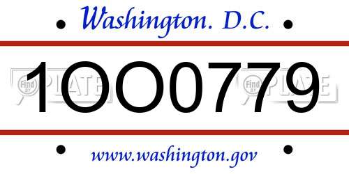 1OO0779 District Of Columbia License Plate