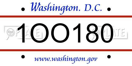 1OO180 District Of Columbia License Plate