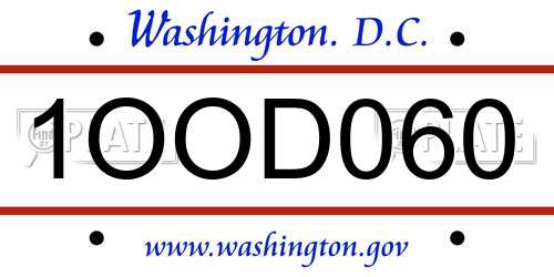 1OOD060 District Of Columbia License Plate