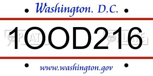 1OOD216 District Of Columbia License Plate