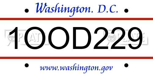 1OOD229 District Of Columbia License Plate