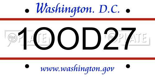 1OOD27 District Of Columbia License Plate