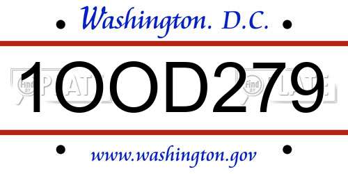 1OOD279 District Of Columbia License Plate