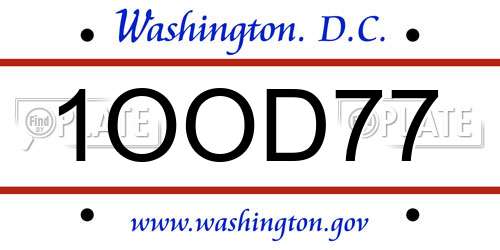 1OOD77 District Of Columbia License Plate