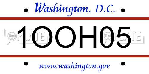 1OOH05 District Of Columbia License Plate
