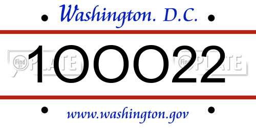 1OOO22 District Of Columbia License Plate