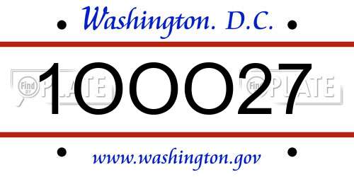 1OOO27 District Of Columbia License Plate