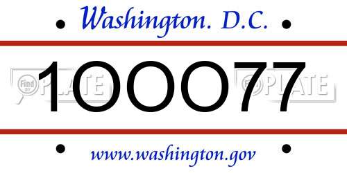 1OOO77 District Of Columbia License Plate