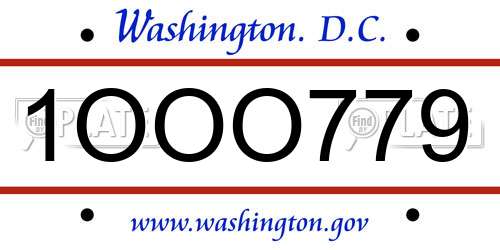 1OOO779 District Of Columbia License Plate