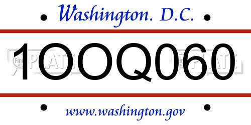 1OOQ060 District Of Columbia License Plate