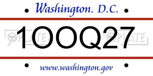 1OOQ27 District Of Columbia License Plate