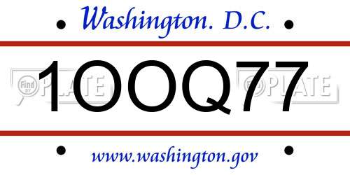 1OOQ77 District Of Columbia License Plate