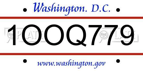 1OOQ779 District Of Columbia License Plate