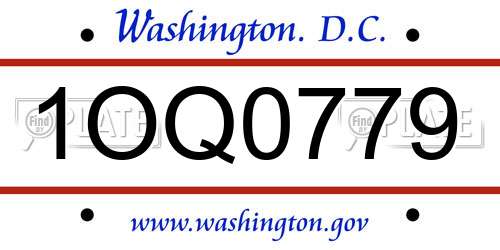 1OQ0779 District Of Columbia License Plate