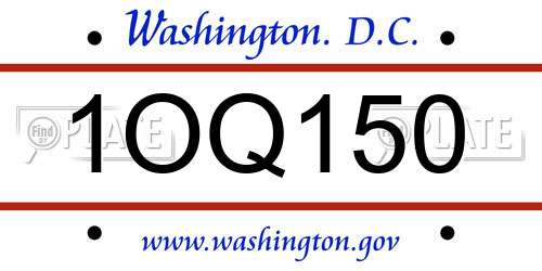 1OQ150 District Of Columbia License Plate