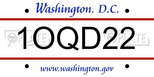 1OQD22 District Of Columbia License Plate