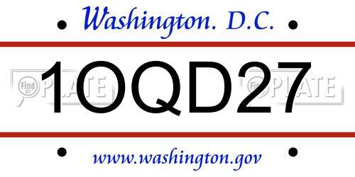 1OQD27 District Of Columbia License Plate