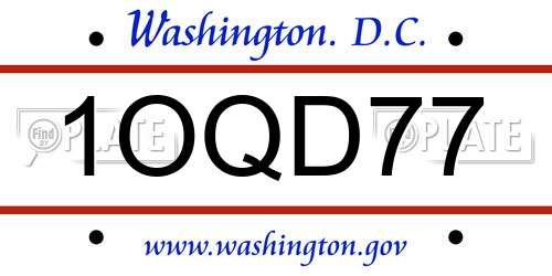 1OQD77 District Of Columbia License Plate