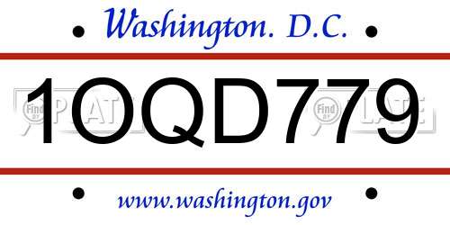 1OQD779 District Of Columbia License Plate