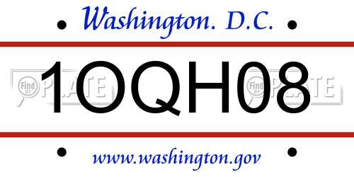 1OQH08 District Of Columbia License Plate