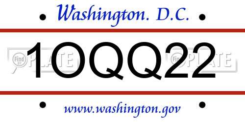 1OQQ22 District Of Columbia License Plate