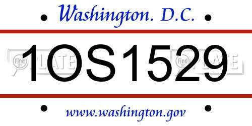 1OS1529 District Of Columbia License Plate