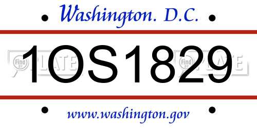 1OS1829 District Of Columbia License Plate