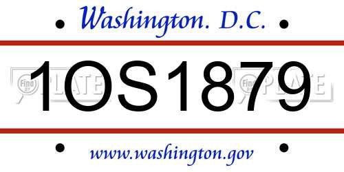 1OS1879 District Of Columbia License Plate