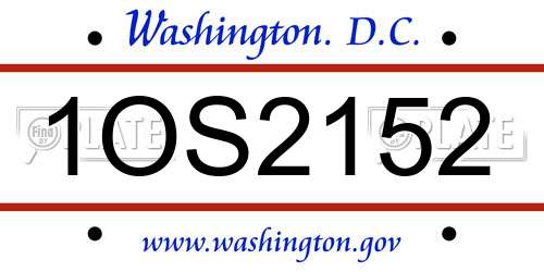 1OS2152 District Of Columbia License Plate