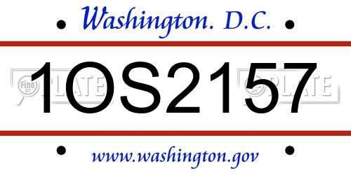 1OS2157 District Of Columbia License Plate