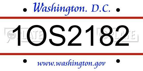 1OS2182 District Of Columbia License Plate