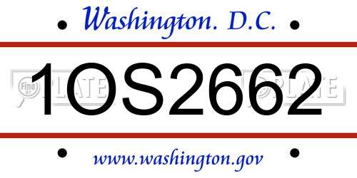 1OS2662 District Of Columbia License Plate