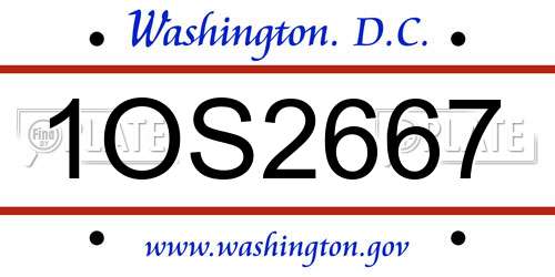1OS2667 District Of Columbia License Plate