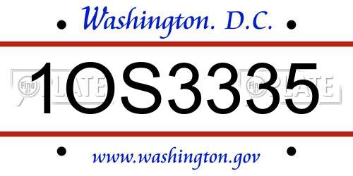 1OS3335 District Of Columbia License Plate