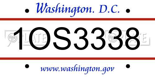 1OS3338 District Of Columbia License Plate