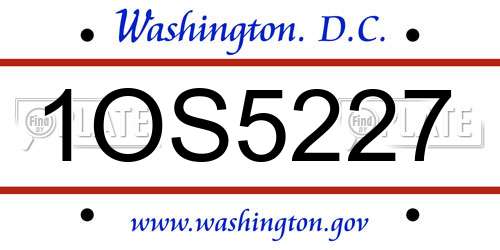 1OS5227 District Of Columbia License Plate