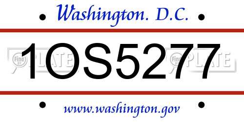 1OS5277 District Of Columbia License Plate