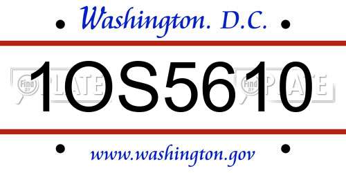 1OS5610 District Of Columbia License Plate
