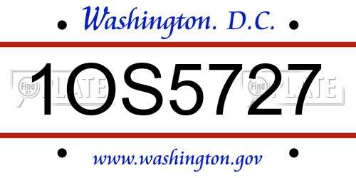 1OS5727 District Of Columbia License Plate