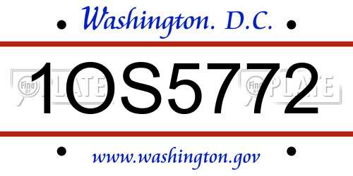 1OS5772 District Of Columbia License Plate