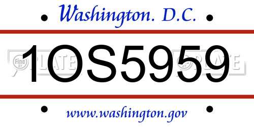 1OS5959 District Of Columbia License Plate