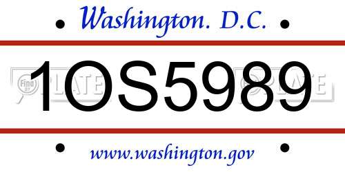 1OS5989 District Of Columbia License Plate