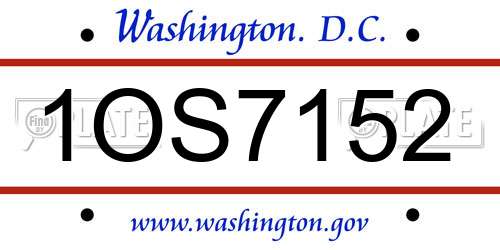1OS7152 District Of Columbia License Plate