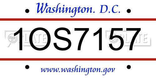 1OS7157 District Of Columbia License Plate