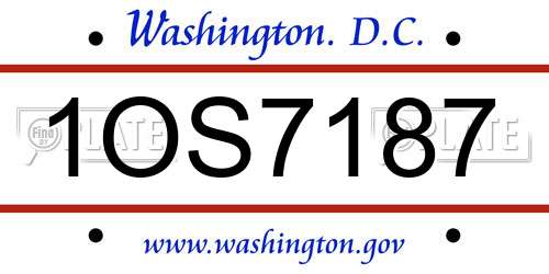 1OS7187 District Of Columbia License Plate